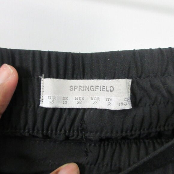 Springfield Pull on Pants Women EU 38 S Black Trousers Casual Zipped Pockets 158 - Picture 3 of 8